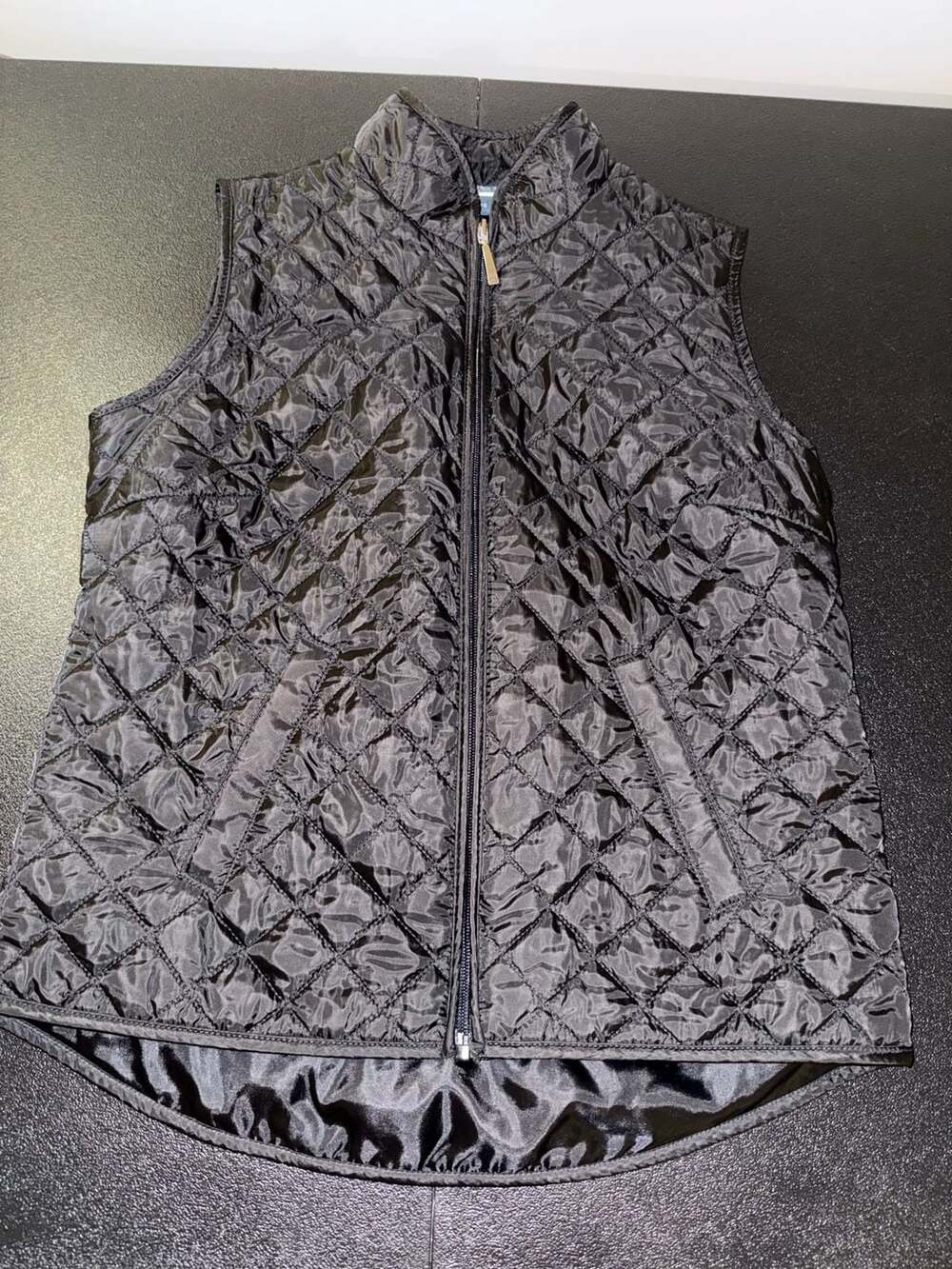 Karen Scott Quilted Vest Black Full Zip-SP